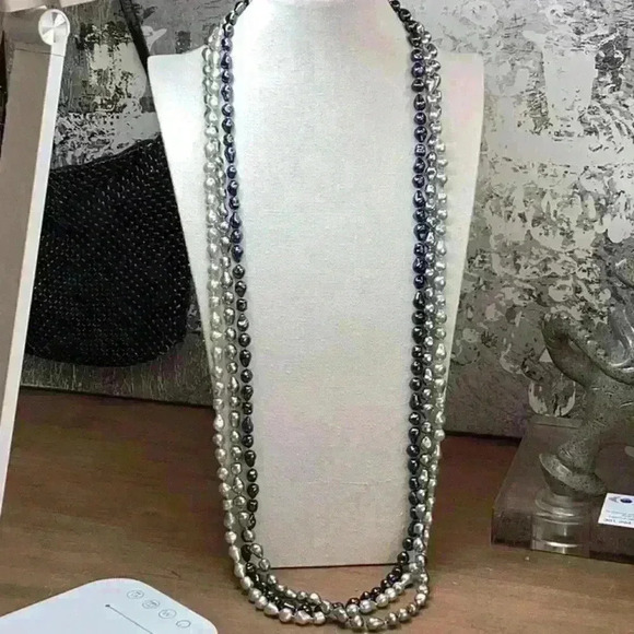 3 Seperate Strands of Gray and Silver Beaded Necklaces - Picture 1 of 3